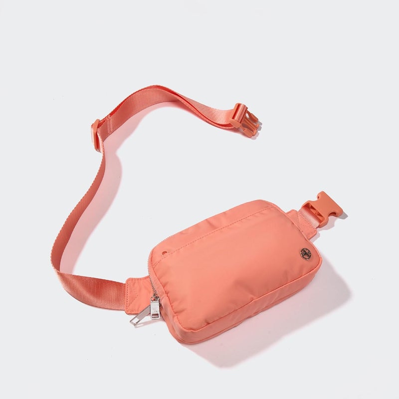 Pander Everywhere Belt Bag for Women, 5 Zipper Pockets Nylon Crossbody Fanny Pack Purse (Dark Salmon). - Image 2
